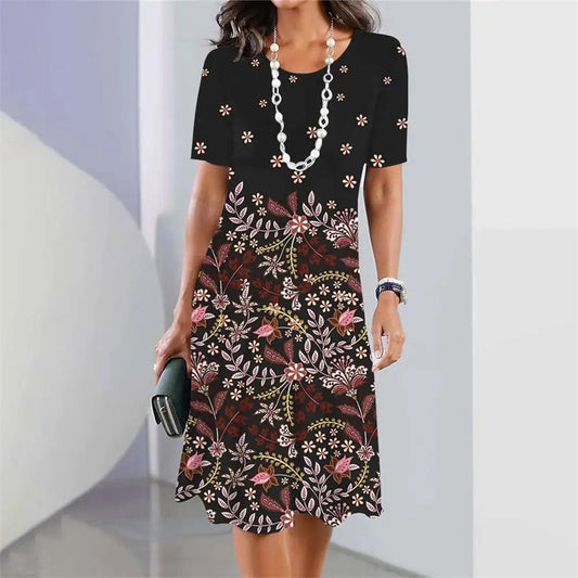 Casual dress with digital print for women