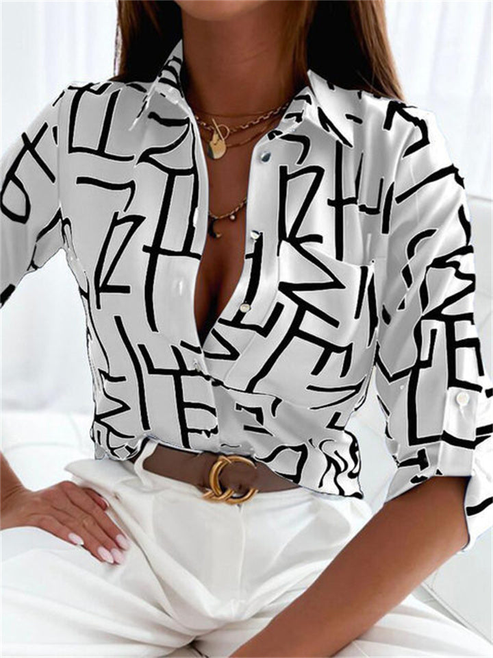 Spring and Summer Women's Elegant Intellectual Style Shirt Design Sense Single-breasted Niche French Women's Print Shirt Blouse