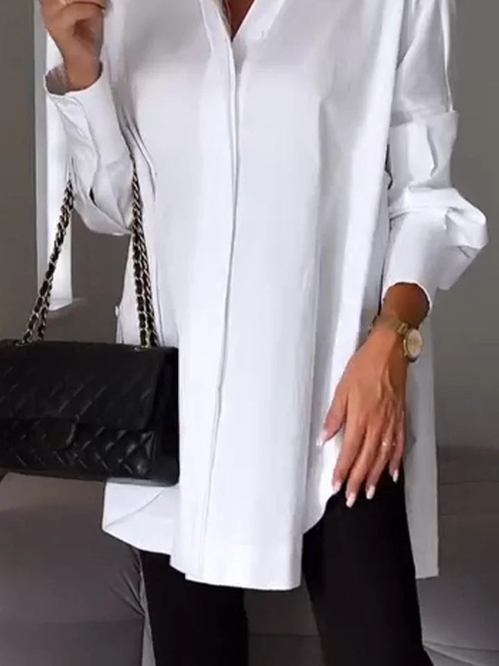 Women's Long Sleeve Shirt Collar Solid,Button Tops