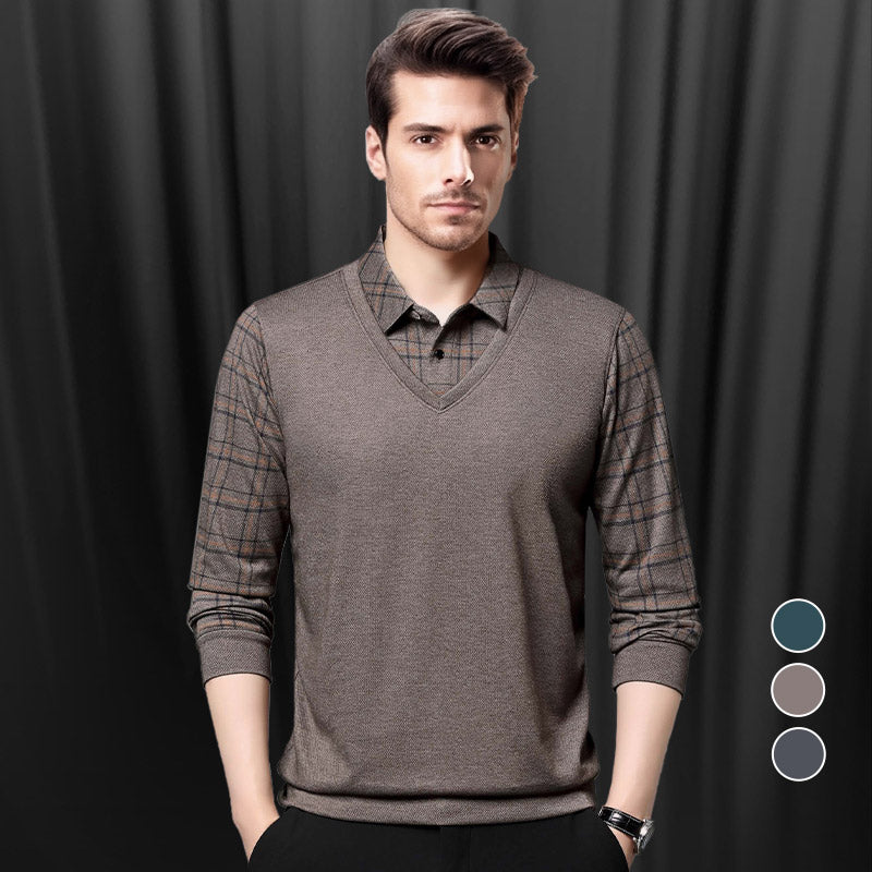 🎉Black Friday - Early Bird Price🎁Men's Faux Two-Piece Long Sleeve Top