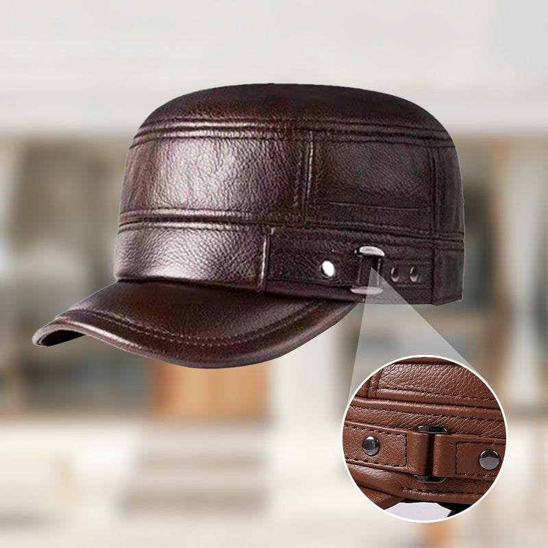🔥Black Friday Sales - 49% OFF🔥PU Leather Flat Top Warm Baseball Cap