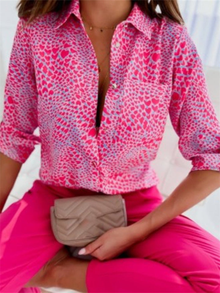 Spring and Summer Women's Elegant Intellectual Style Shirt Design Sense Single-breasted Niche French Women's Print Shirt Blouse