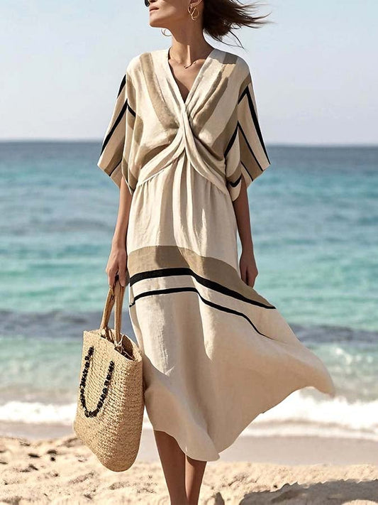 Women'S Casual Cross Stripe Print Dress