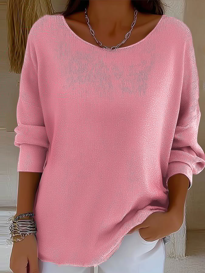Women's casual autumn and winter long-sleeved ribbed bottoming shirt