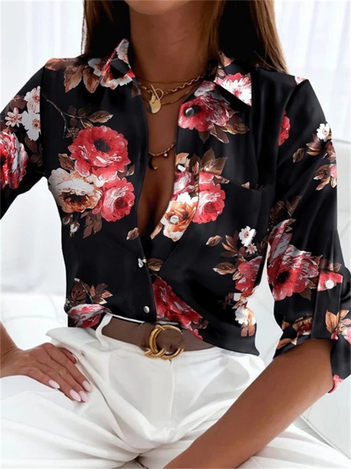 Spring and Summer Women's Elegant Intellectual Style Shirt Design Sense Single-breasted Niche French Women's Print Shirt Blouse