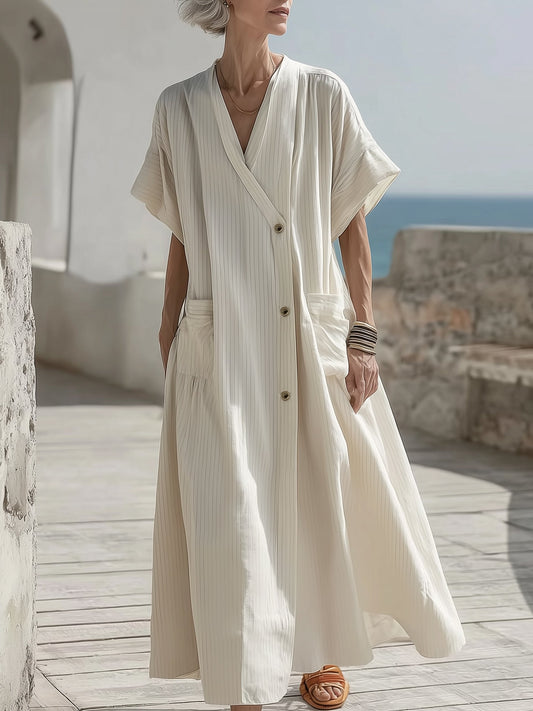 Women's Summer Striped Button Dress