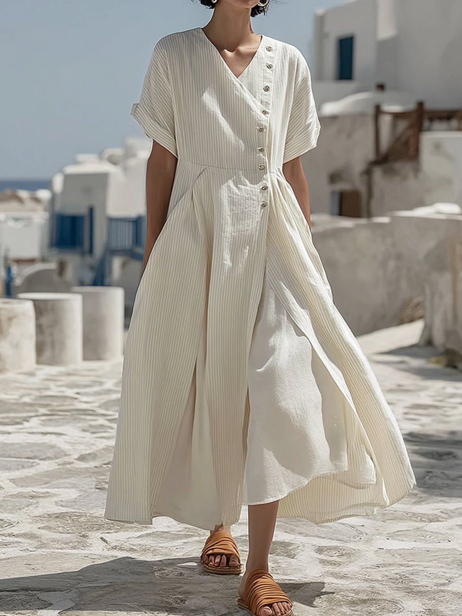 Women's Summer Striped V-Neck Dress