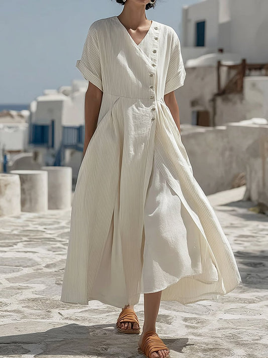 Women's Summer Striped V-Neck Dress