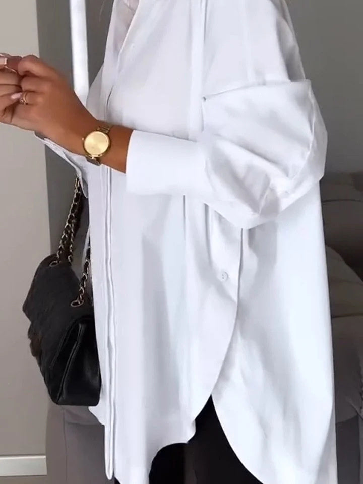 Women's Long Sleeve Shirt Collar Solid,Button Tops