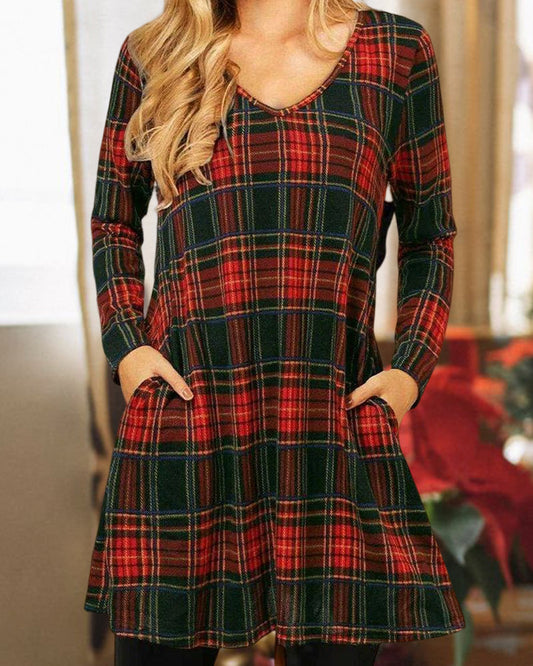 JO | Loose dress with Christmas check print