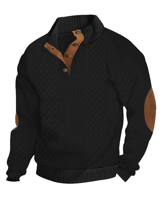 Men's Comfy Outdoor Casual Stand Button Long Sleeve Sweater
