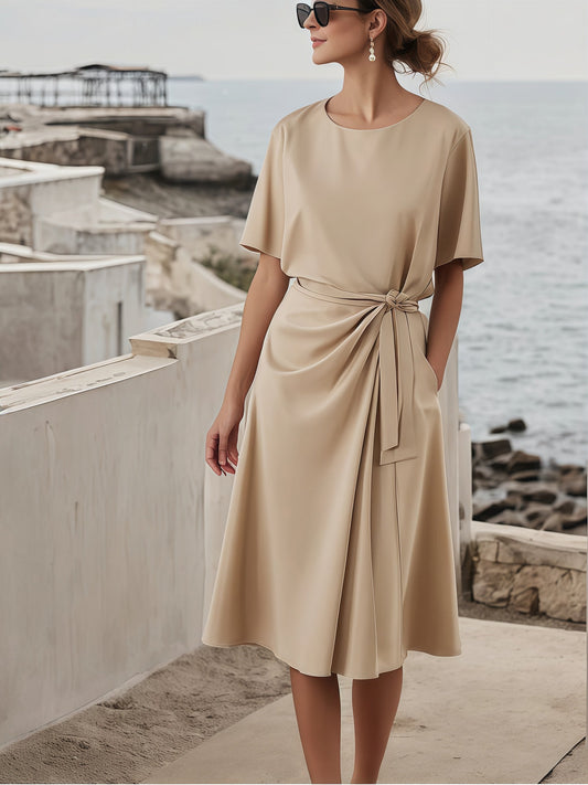 Women's Summer Cotton&Linen Round Neck Suit