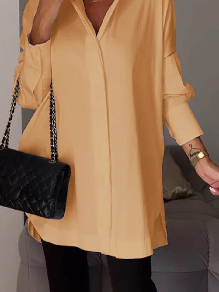 Women's Long Sleeve Shirt Collar Solid,Button Tops