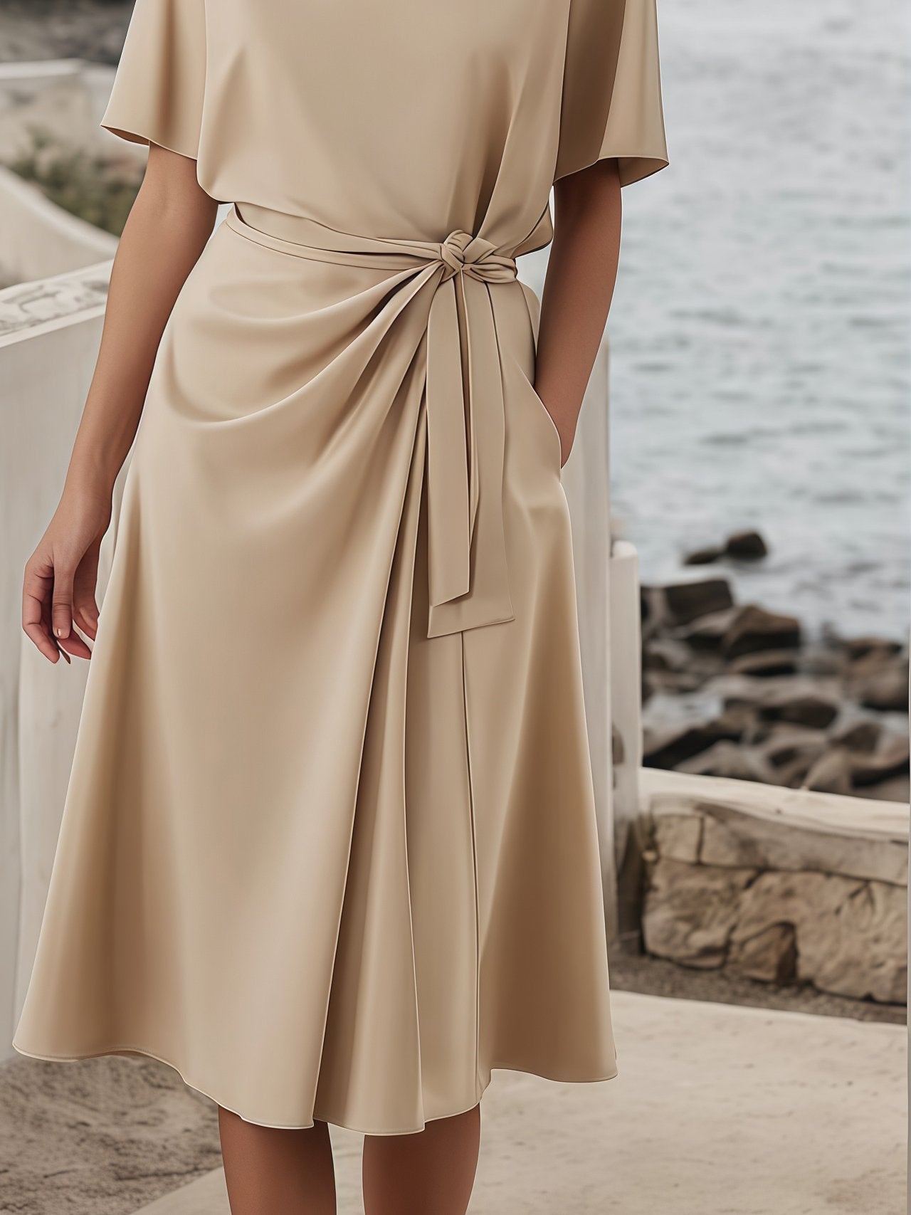 Women's Summer Cotton&Linen Round Neck Suit