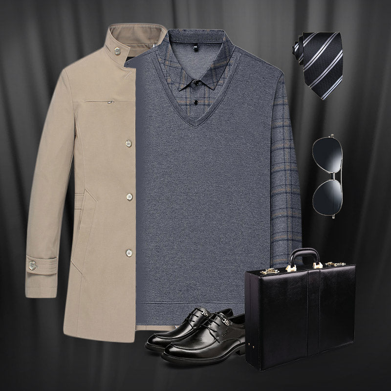 🎉Black Friday - Early Bird Price🎁Men's Faux Two-Piece Long Sleeve Top