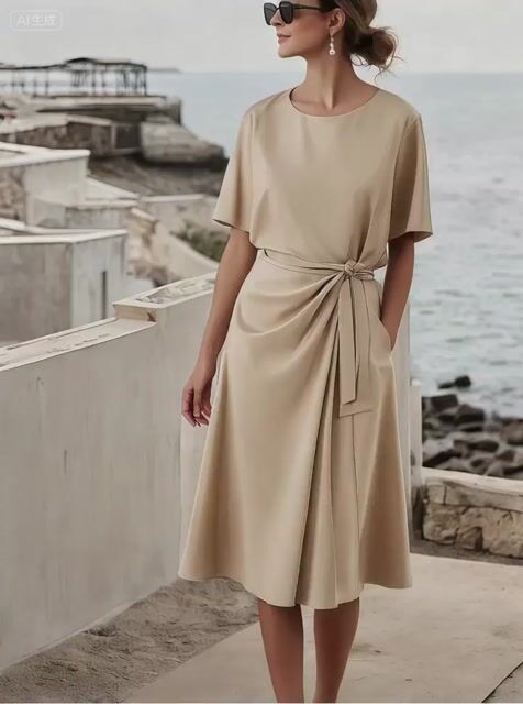 Women's Summer Cotton&Linen Round Neck Suit