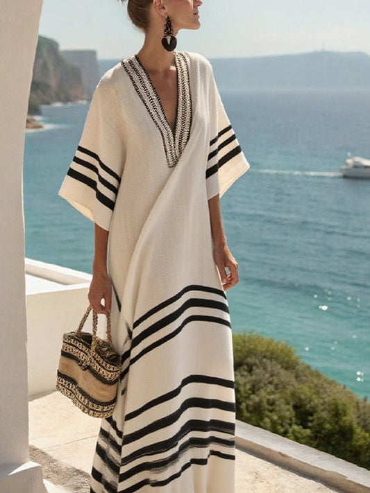 Women'S Loose Striped Print Dress