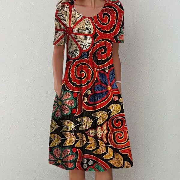 JO | Summer dress with vintage print and ruffles