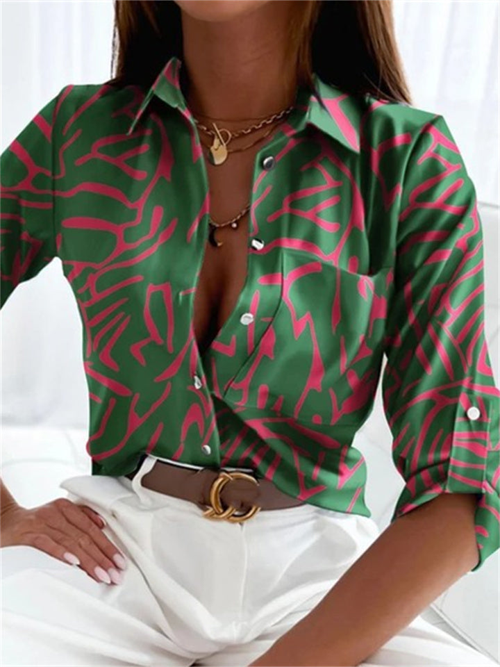 Spring and Summer Women's Elegant Intellectual Style Shirt Design Sense Single-breasted Niche French Women's Print Shirt Blouse