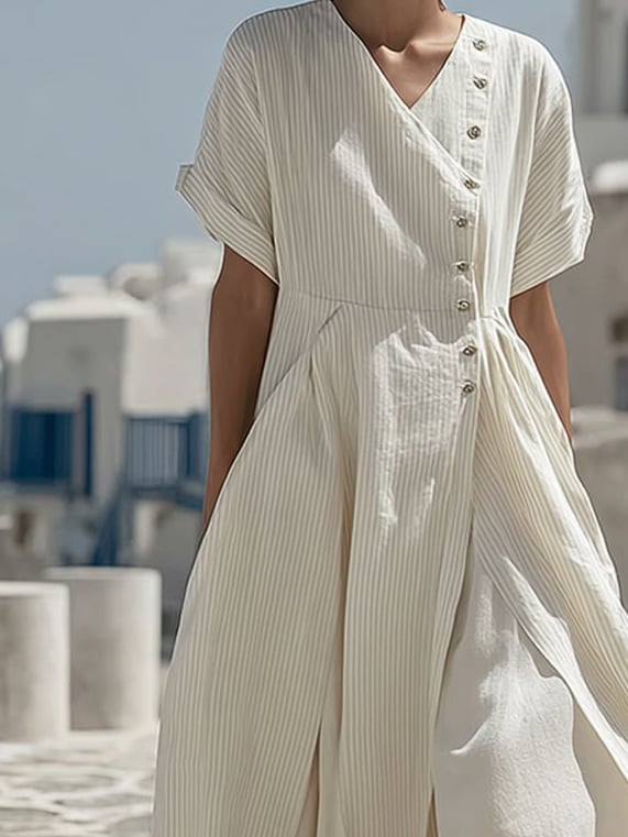 Women's Summer Striped V-Neck Dress