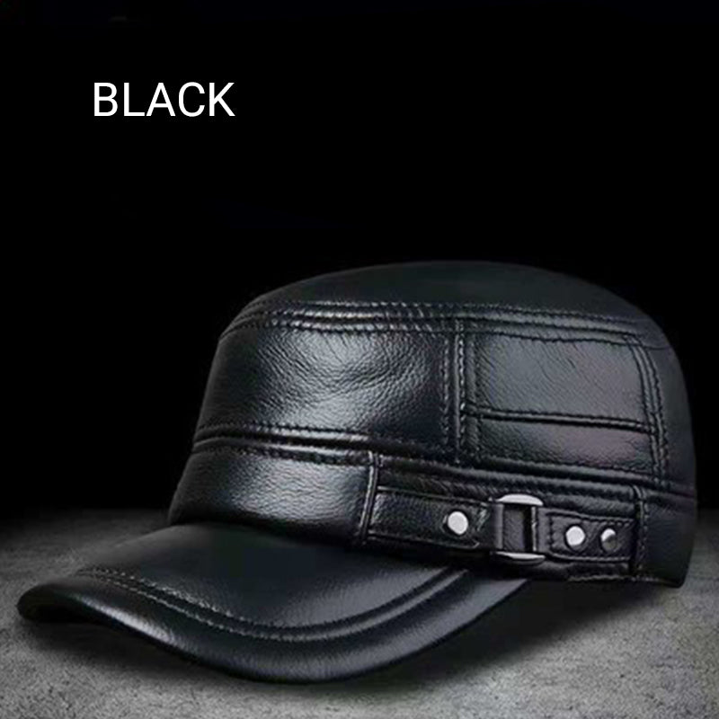 🔥Black Friday Sales - 49% OFF🔥PU Leather Flat Top Warm Baseball Cap