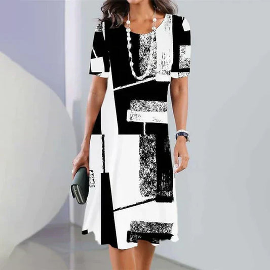 Casual dress with digital print for women