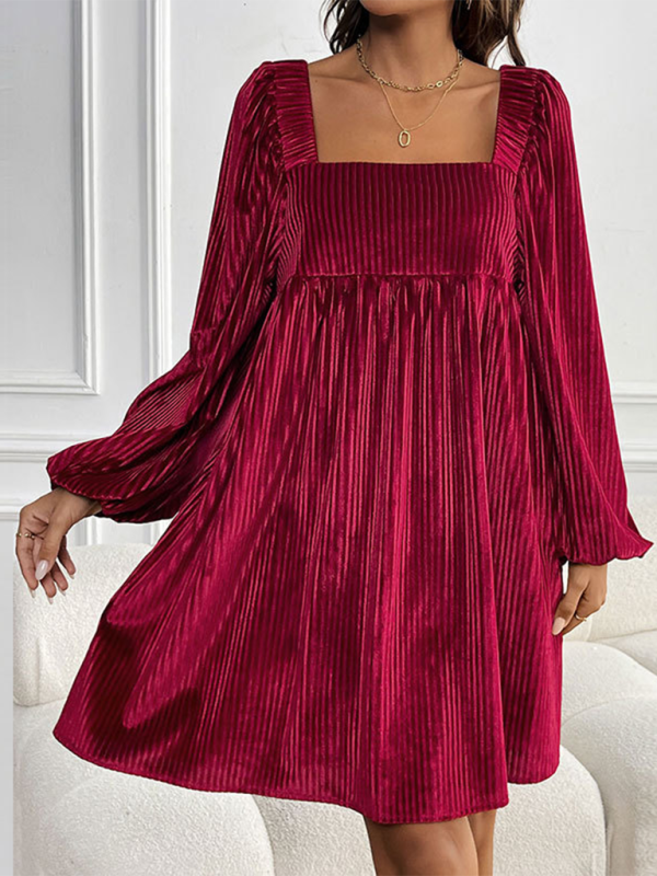 JO | Christmas Women Velvet Square Neck Backless Dresses